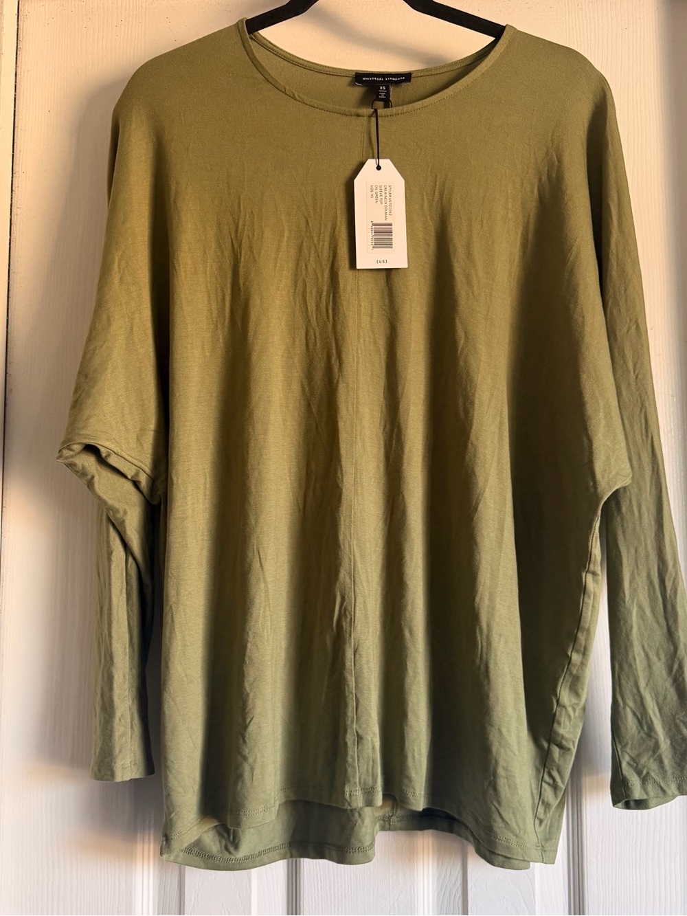 Universal Standard Crew Neck Dolman Sleeve Top Oil Green Rayon Blouse NWT XS